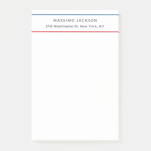 Exclusief Persoonlijk Modern Blauw Rood Wit Post-it® Notes (Voorkant)