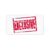 Exclusief rood rubber stempel effect etiket (Voorkant)