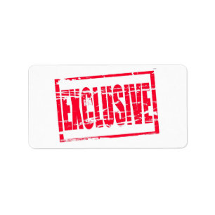 Exclusief rood rubber stempel effect etiket