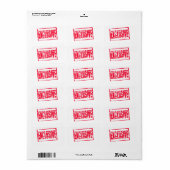 Exclusief rood rubber stempel effect etiket (Full Sheet)