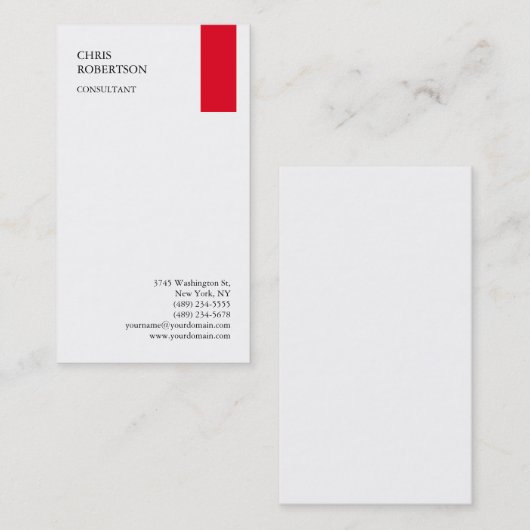 Exclusief roodwitte moderne, minimale platte plaat visitekaartje (Voorkant / Achterkant)