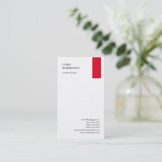 Exclusief roodwitte moderne, minimale platte plaat visitekaartje (Staand voorkant)