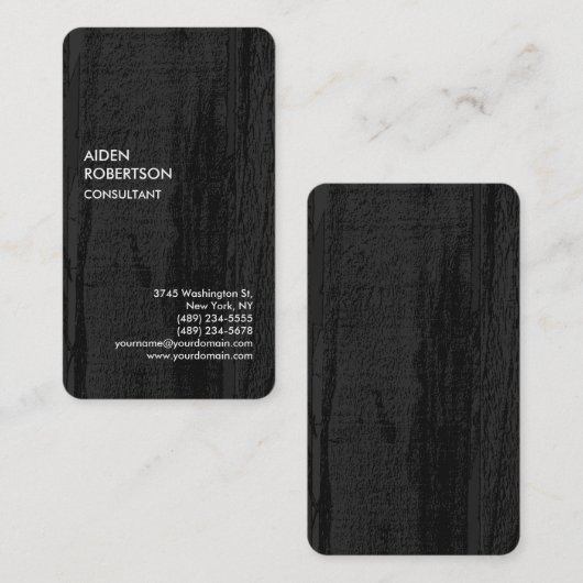 Exclusief speciaal grijs zwart hout, modern uniek visitekaartje (Voorkant / Achterkant)