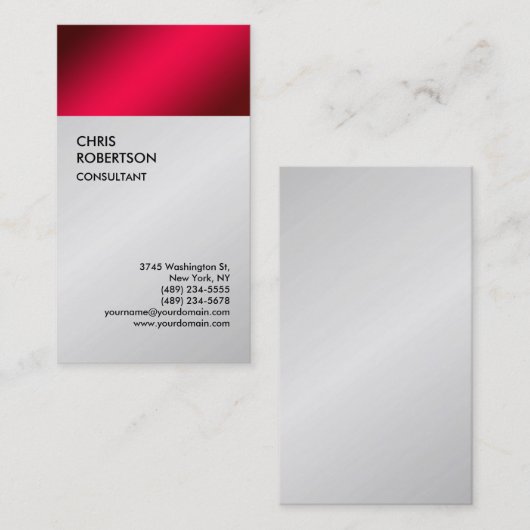 Exclusief speciaal rood grijs modern minimalistisc visitekaartje (Voorkant / Achterkant)