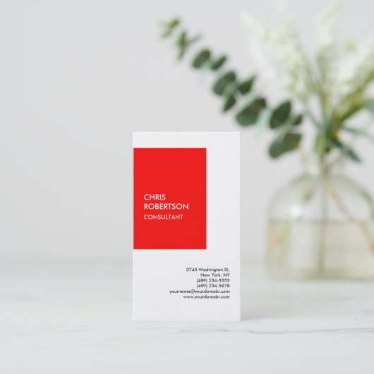 Exclusief speciaal rood wit, modern visitekaartje (Staand voorkant)