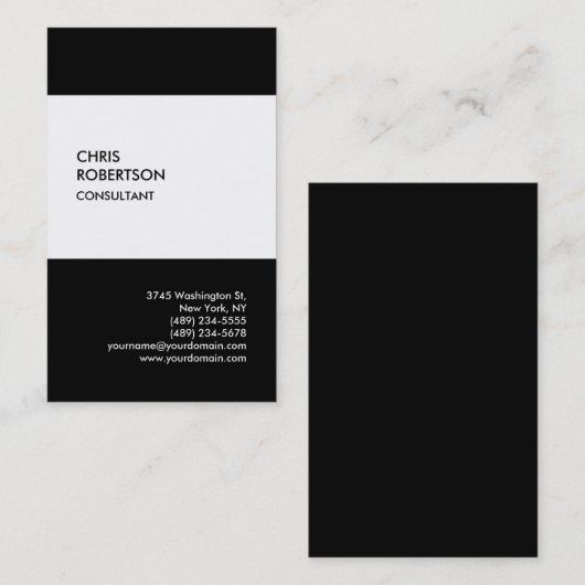 Exclusief speciaal zwart en wit, modern visitekaartje (Voorkant / Achterkant)