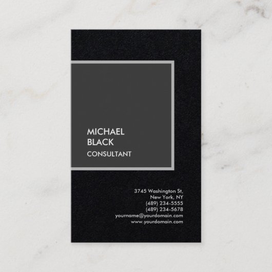 Exclusief speciaal zwart grijs modern minimalistis visitekaartje (Voorkant)