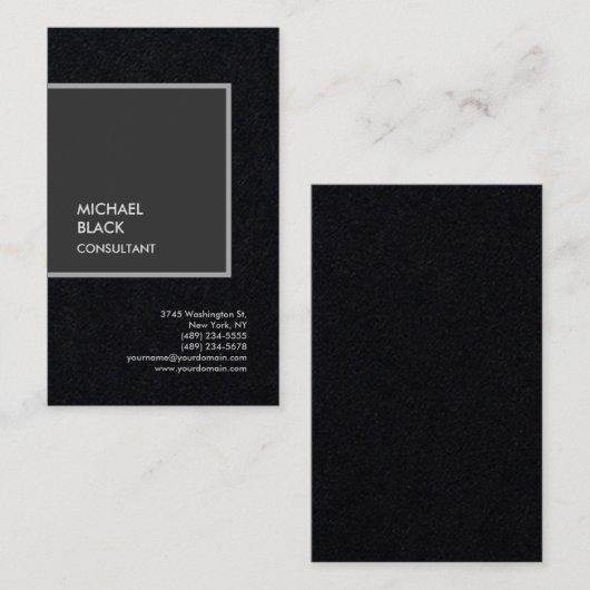 Exclusief speciaal zwart grijs modern minimalistis visitekaartje (Voorkant / Achterkant)