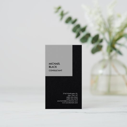 Exclusief speciaal zwart, modern visitekaartje (Staand voorkant)