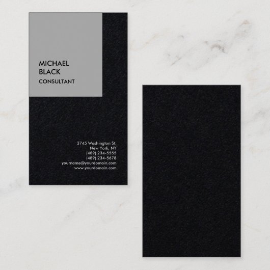 Exclusief speciaal zwart, modern visitekaartje (Voorkant / Achterkant)