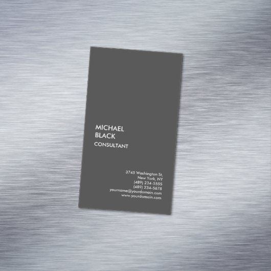 Exclusief speciaal zwart, uniek, modern minimalist magnetisch visitekaartje (Voorbeeld)