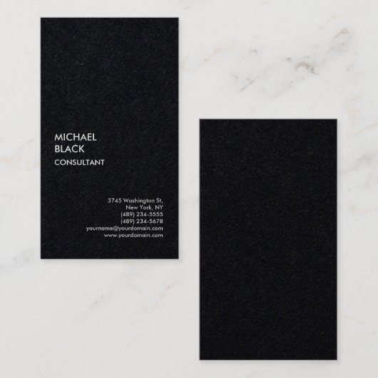 Exclusief speciaal zwart, uniek, modern minimalist visitekaartje (Voorkant / Achterkant)