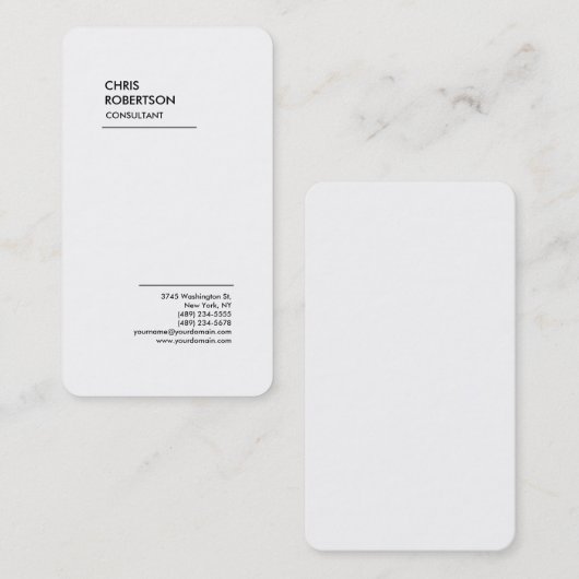 Exclusief speciaal zwart-wit, modern minimalistisc visitekaartje (Voorkant / Achterkant)