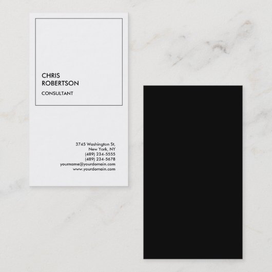 Exclusief speciaal zwart-wit, modern minimalistisc visitekaartje (Voorkant / Achterkant)