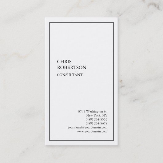 Exclusief speciale grijze rand Witte Moderne Uniek Visitekaartje (Voorkant)