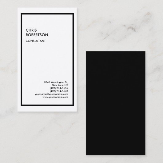 Exclusief speciale zwarte rand, wit, modern visitekaartje (Voorkant / Achterkant)