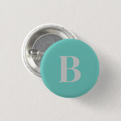 Exclusief uniek, Blauwgroen grijs monogram modern Ronde Button 3,2 Cm (Voorkant /achterkant)