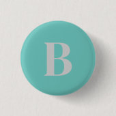 Exclusief uniek, Blauwgroen grijs monogram modern Ronde Button 3,2 Cm (Voorkant)
