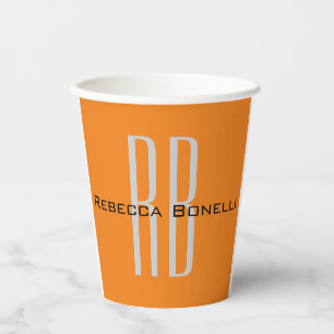 Exclusief Unieke Oranje Initialen Monogram Modern Papieren Bekers