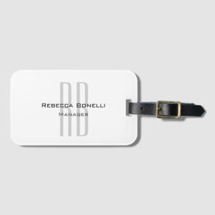 Exclusief unieke witte grijze monogram modern bagagelabel