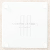 Exclusief unieke witte grijze monogram modern glazen onderzetter (Achterkant)