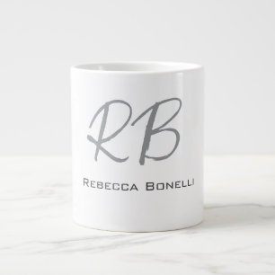 Exclusief unieke witte grijze monogram modern grote koffiekop