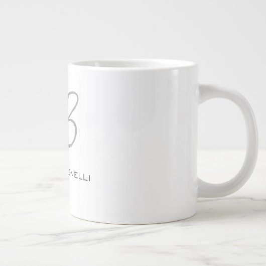 Exclusief unieke witte grijze monogram modern grote koffiekop (Rechts)