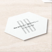 Exclusief unieke witte grijze monogram modern kartonnen onderzetters (Schuin)