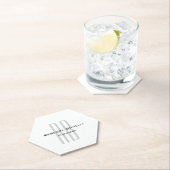 Exclusief unieke witte grijze monogram modern kartonnen onderzetters (Insitu)