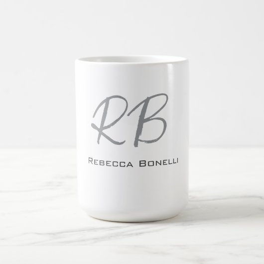Exclusief unieke witte grijze monogram modern koffiemok (Center)
