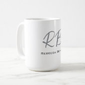 Exclusief unieke witte grijze monogram modern koffiemok (Voorkant links)