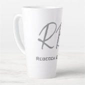 Exclusief unieke witte grijze monogram modern latte mok (Linkerhoek)