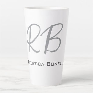 Exclusief unieke witte grijze monogram modern latte mok