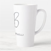 Exclusief unieke witte grijze monogram modern latte mok (Rechts)