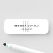 Exclusief unieke witte grijze monogram modern naamplaatje (In situ)