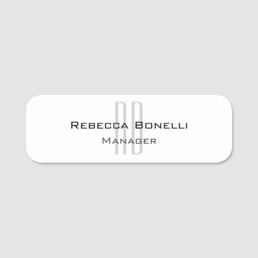 Exclusief unieke witte grijze monogram modern naamplaatje (Voorkant)