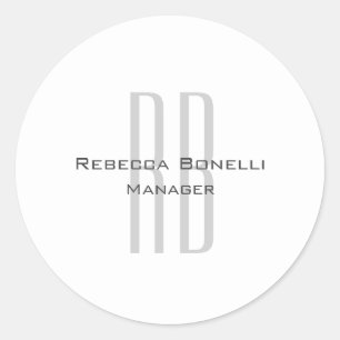 Exclusief unieke witte grijze monogram modern ronde sticker