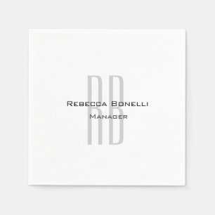 Exclusief unieke witte grijze monogram modern servet