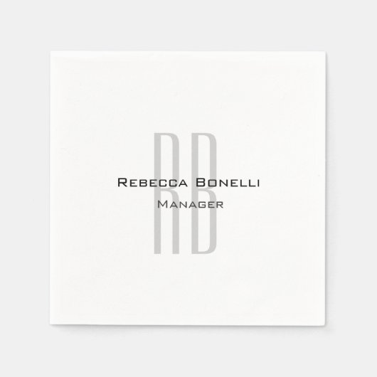 Exclusief unieke witte grijze monogram modern servet (Voorkant)