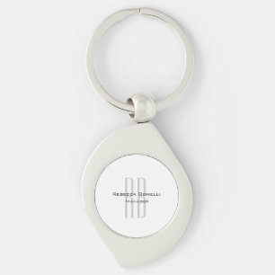 Exclusief unieke witte grijze monogram modern sleutelhanger