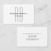 Exclusief unieke witte grijze monogram modern visitekaartje (Voorkant / Achterkant)