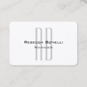 Exclusief unieke witte grijze monogram modern visitekaartje (Voorkant)