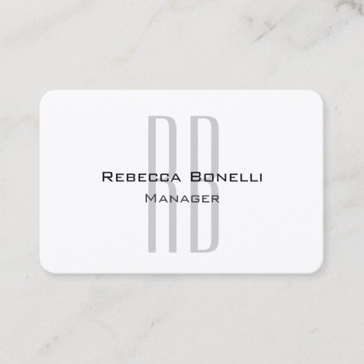 Exclusief unieke witte grijze monogram modern visitekaartje (Voorkant)