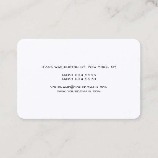 Exclusief unieke witte grijze monogram modern visitekaartje (Achterkant)