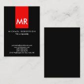 Exclusief zwart monogram zwarte streep legant visitekaartje (Voorkant / Achterkant)