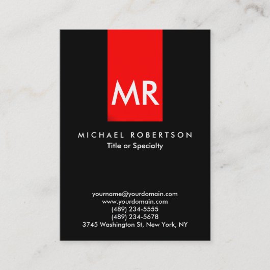 Exclusief zwart monogram zwarte streep legant visitekaartje (Voorkant)