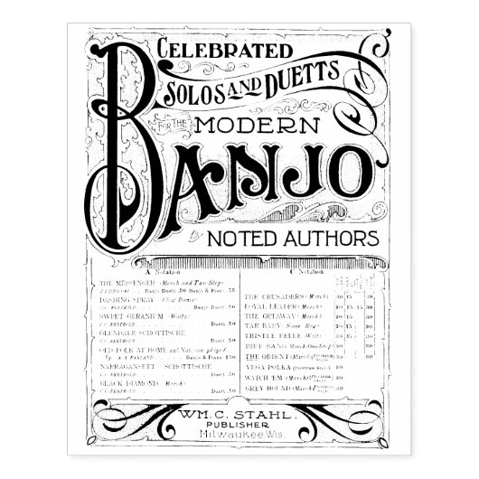 Exclusieve  banjo — Kunststempel Rubberstempel (Afrduk)