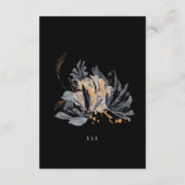 Exclusieve gouden en zwarte bloemenbruiloft info K Informatiekaartje (Achterkant)