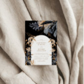 Exclusieve gouden en zwarte bloemenbruiloft uitnod kaart