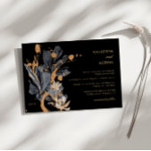 Exclusieve gouden en zwarte bloemenbruiloft uitnod kaart